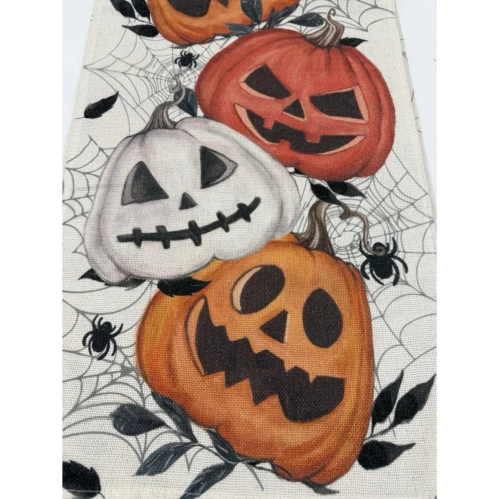 Halloween  Table Runner Featuring Pumpkins and Spiders 106